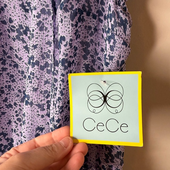 CeCe Lavender Floral Ruffle Blouse - Picture 3 of 4